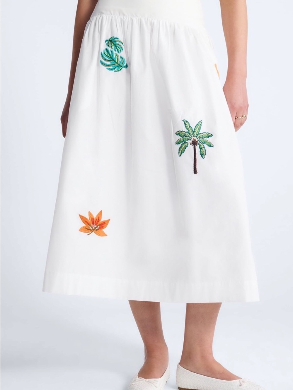 Free Assembly Women’s Embroidered Cotton Maxi Skirt w/ Drop Waist